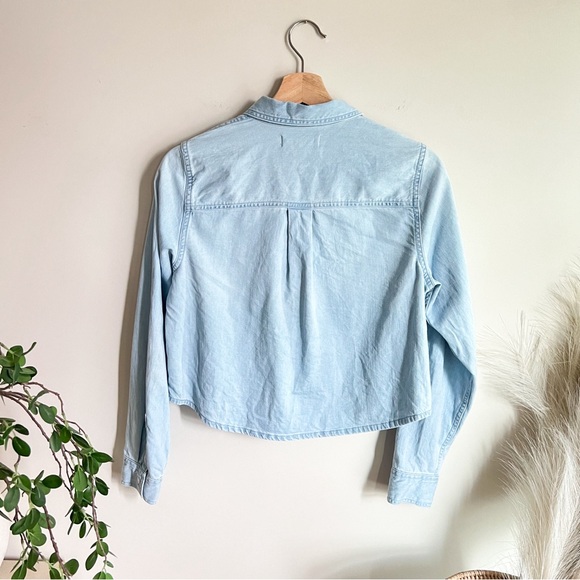 EUC Madewell Cotton Hemp Cropped Denim Button Down in Southrush Wash Size XS - Picture 3 of 5